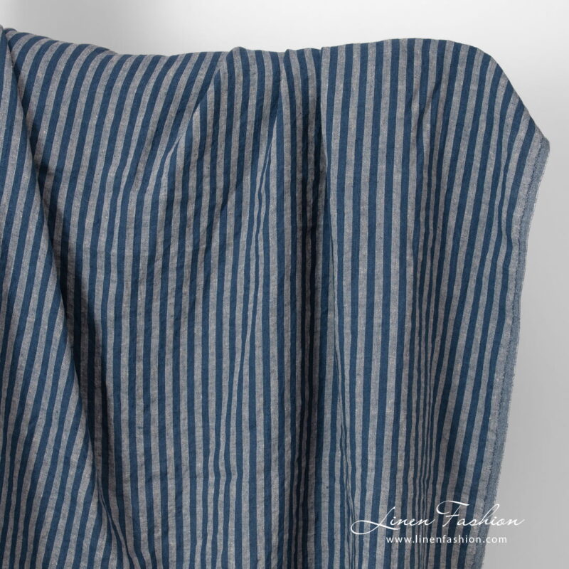 linen blue stripes fabric, washed.