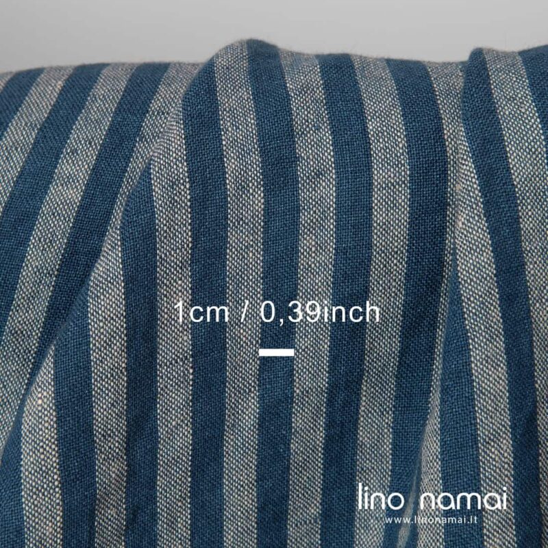 linen blue stripes fabric, 1cm.