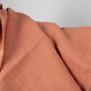 Washed linen fabric coral nude colour product detail photo