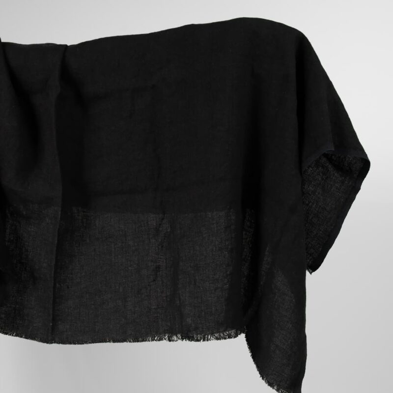 Washed heavy linen fabric black colour