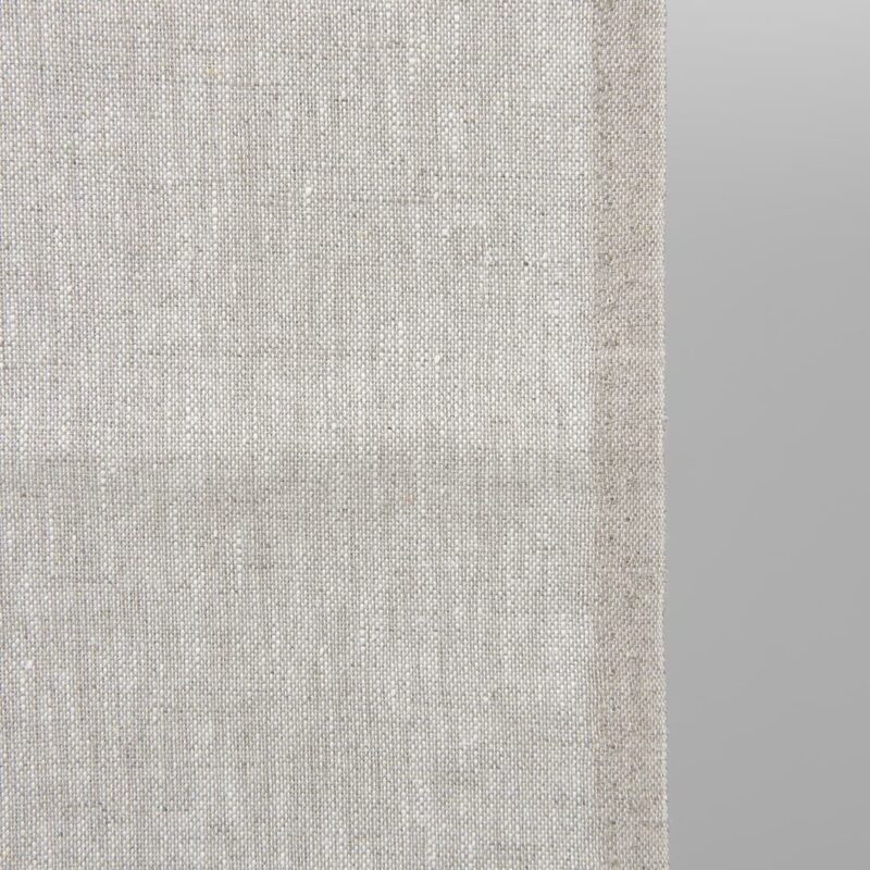 Light grey narow pure linen plain fabric close up detail