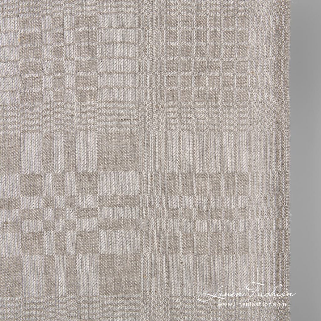 lniana tkanina w kratkę 2 Grey linen fabric, perfect for towels, kitchen textile