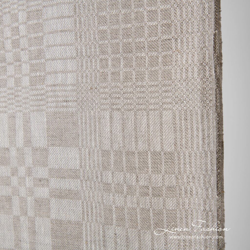lniana tkanina w kratkę 3 Natural linen color fabric