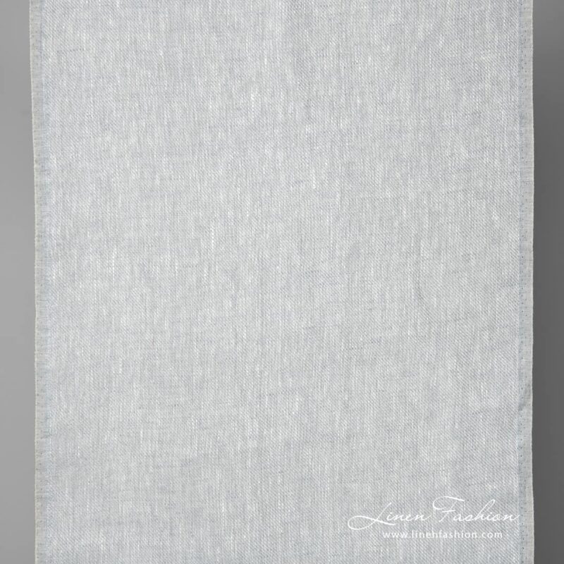 Narrow linen fabric in white-grey melange