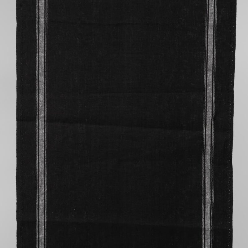 Narrow linen fabric black colour with white stripes
