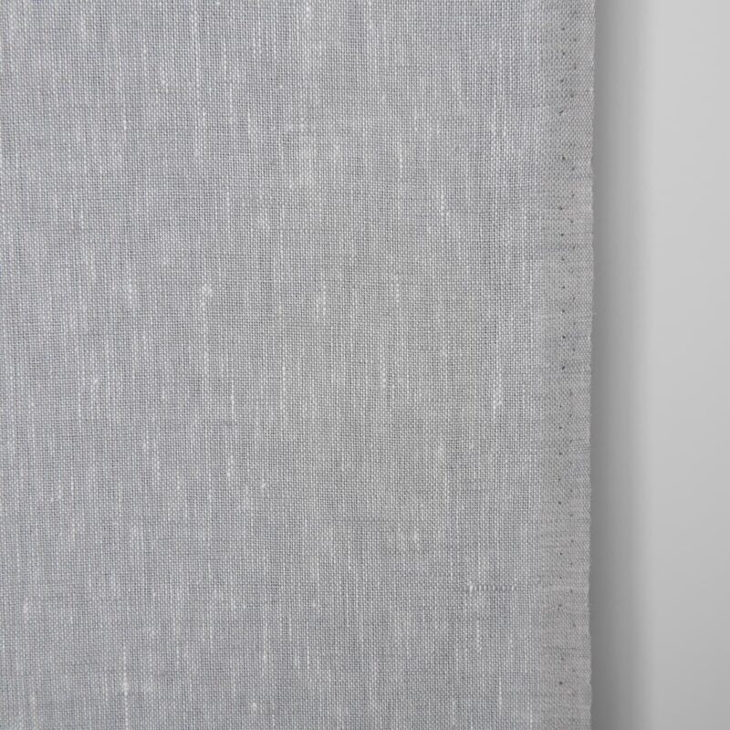 Narrow linen fabric in white and grey melange, 50cm
