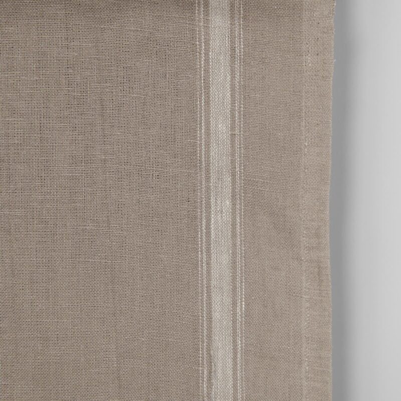 Narrow linen fabric brownish-grey white stripes on sides, 100% linen