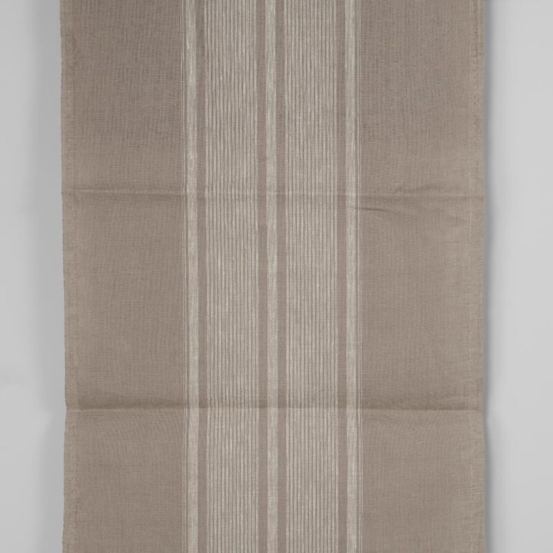 Narrow linen fabric brownish-grey with white center stripes