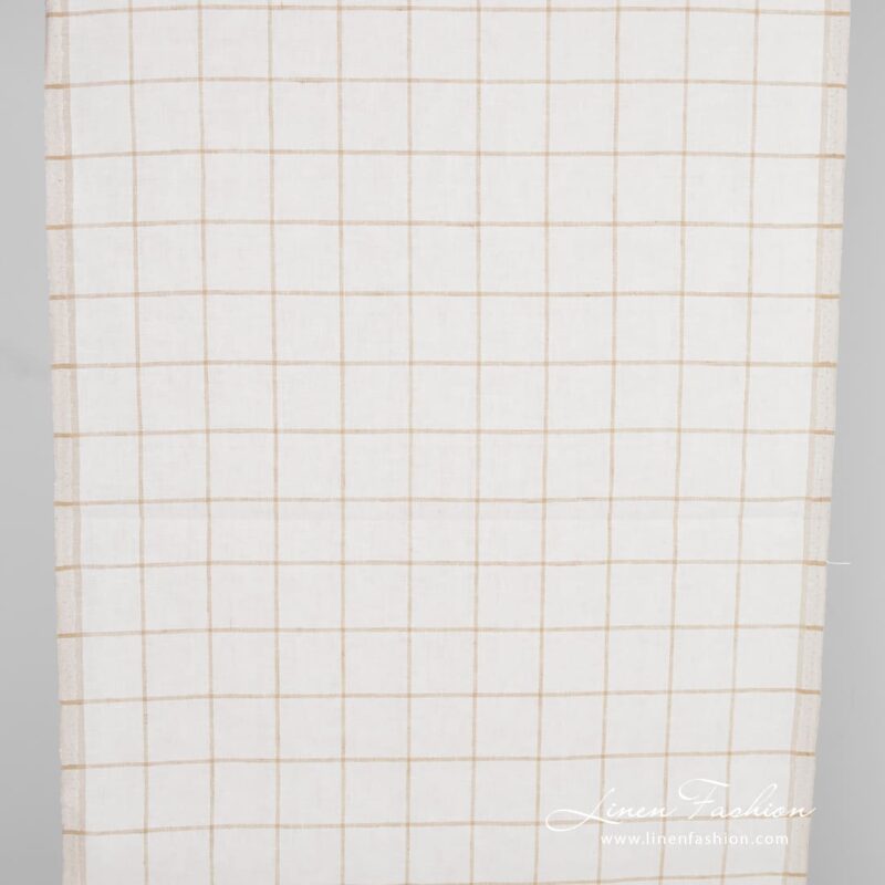 Linen fabric in beige checks