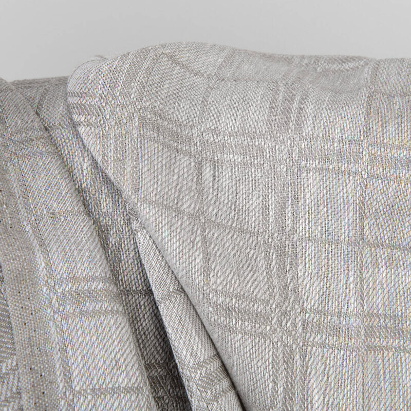 Linen fabric natural and white checks