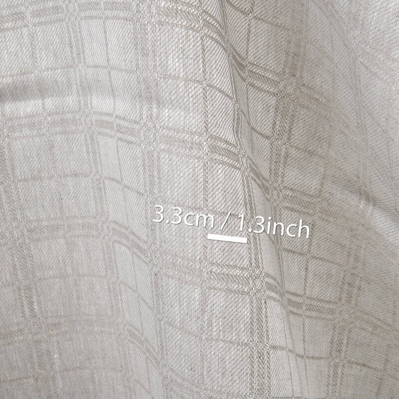 Linen fabric natural and white checks, with measurements