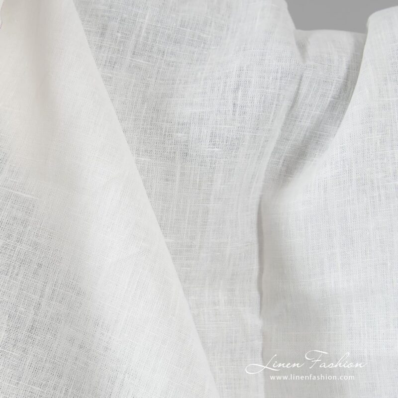 Off-white linen fabric in plain weave