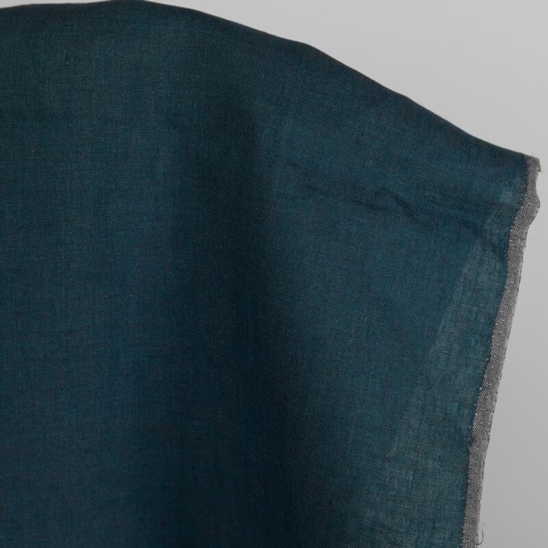 Heavy linen fabric deep blue turquoise colour product photo