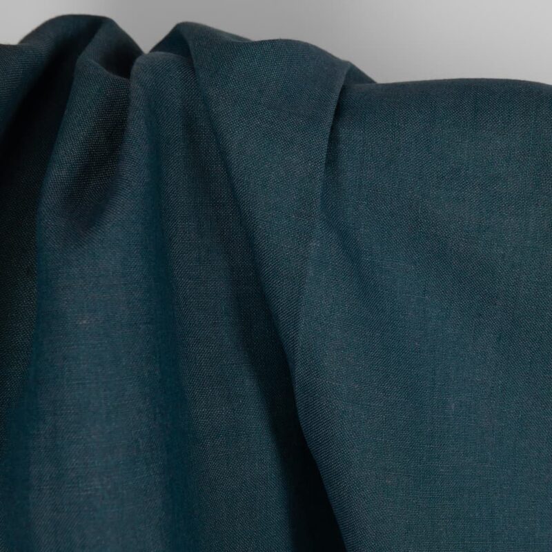 Heavy linen fabric deep blue turquoise colour texture