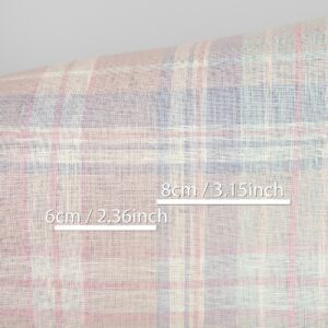 Tkanina lniana różowa pastelowa kratka