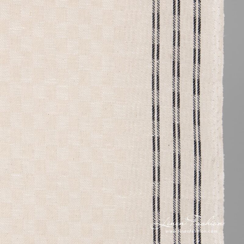 Checked off white narrow fabric.