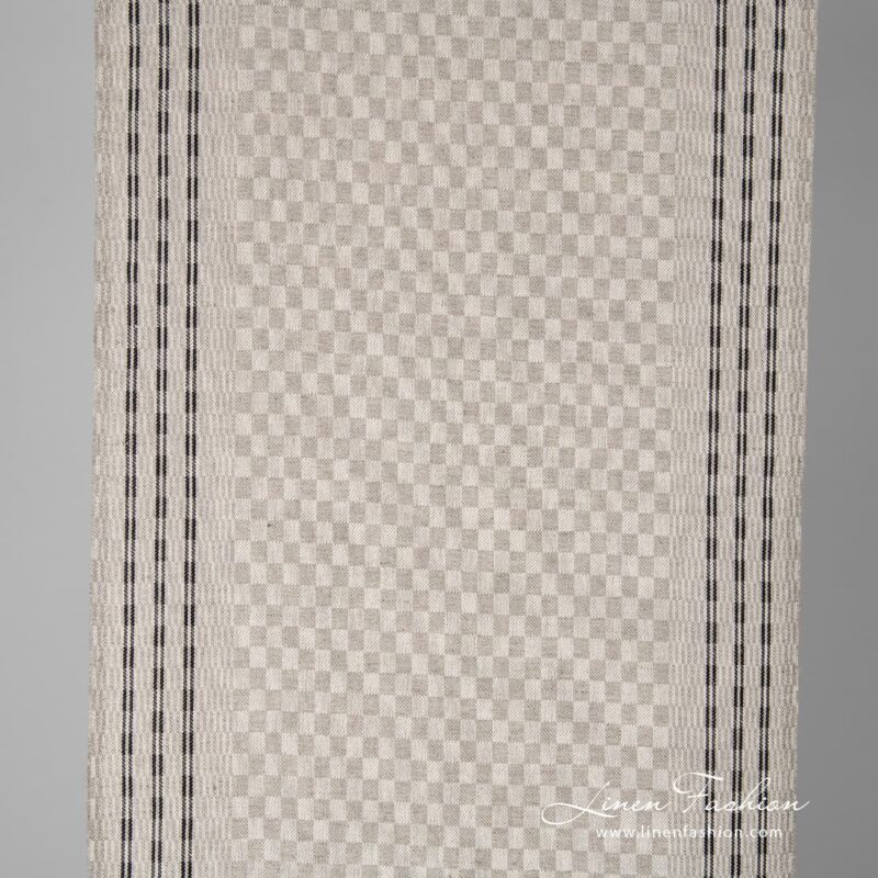 Narrow linen cotton fabric in grey checks.