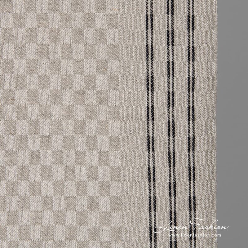 Linen cotton fabric in grey checks.