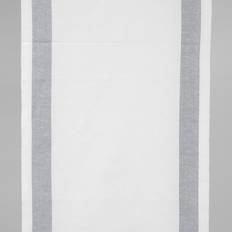Narrow linen cotton fabric white colour with grey stripes