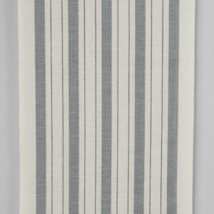 Narrow linen cotton fabric off-white with grey stripes waffle