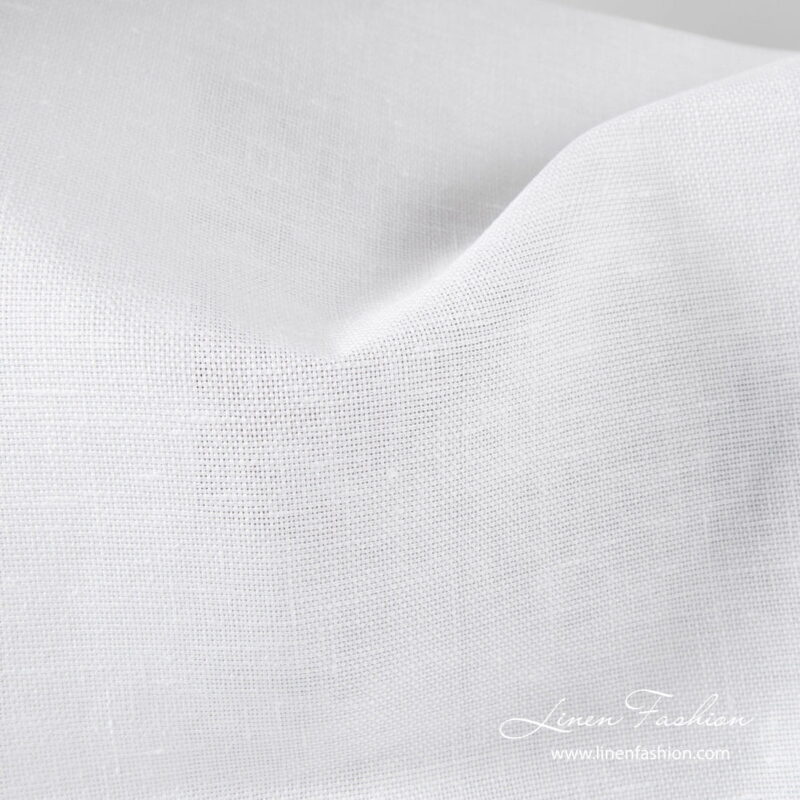 Bright white linen fabric in panama weave