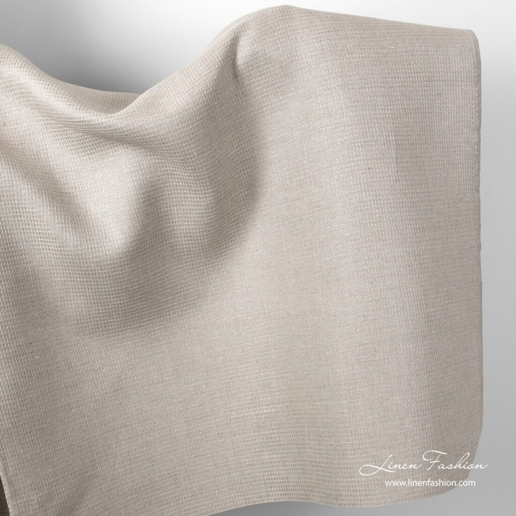 Tkanina lniana wzór waflowy 1 Waffle weave linen fabric