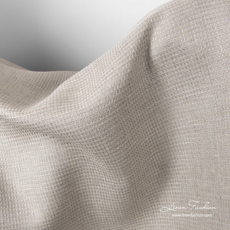 Natural flax colour waffle pattern linen fabric