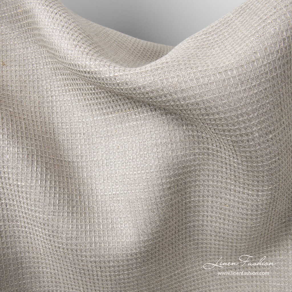 Tkanina lniana wzór waflowy 4 Pure linen heavy weight waffle fabric
