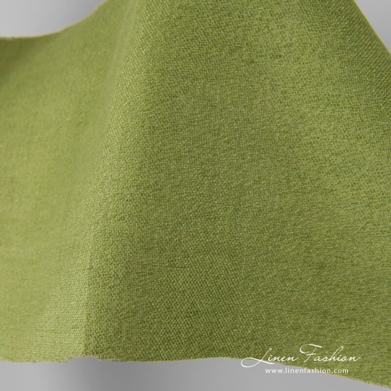 Panama weave linen fabric in green.