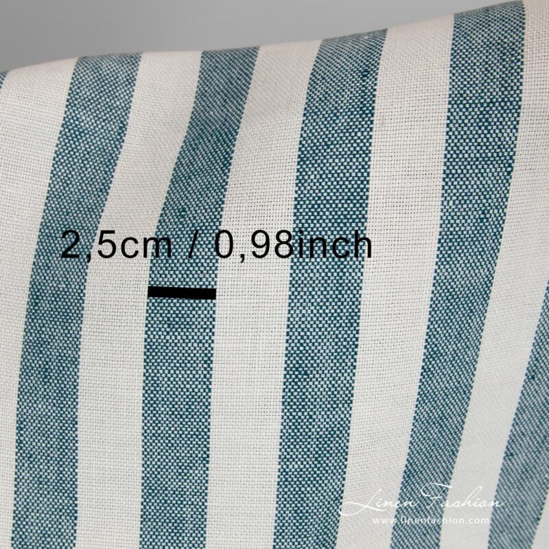 Turquoise striped linen fabric.