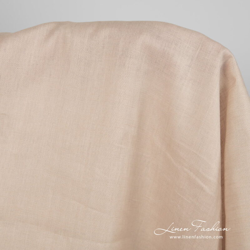 Lightweight linen fabric yellowish beige colour product photo