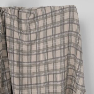 Washed linen cotton fabric in beige checks