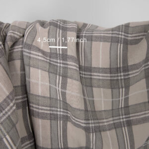 Washed linen cotton fabric in beige checks, specially washed