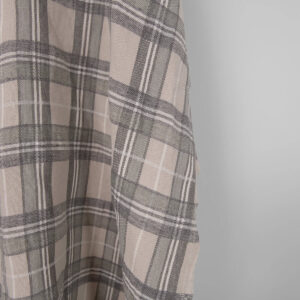 Washed linen cotton fabric in beige checks, 170cm width