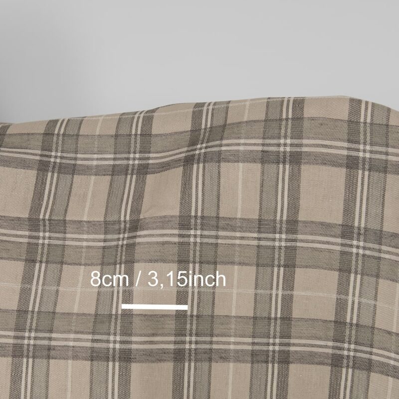 Linen cotton fabric sand and grey checks, with measurements