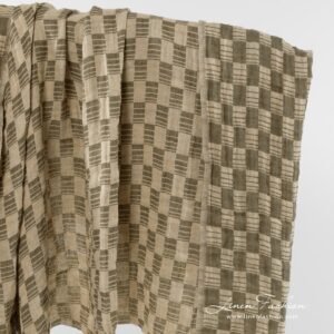Linen fabric in green and yellowish checks.