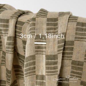 100% washed linen fabric in checks.