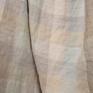 linen washed checks beige, width 140cm.