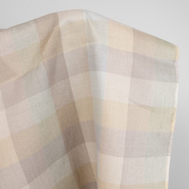 linen fabric checks beige sand