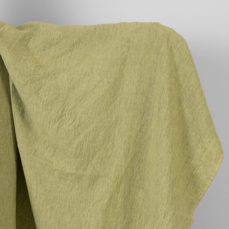 Washed linen fabric light green melange