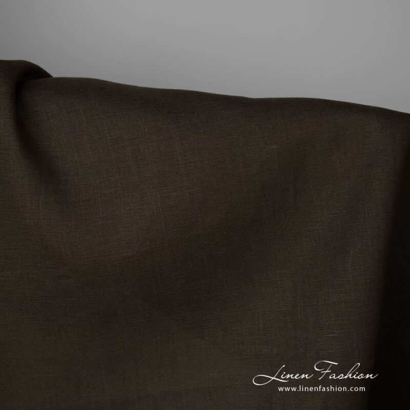 Linen fabric dark moss green colour 150cm