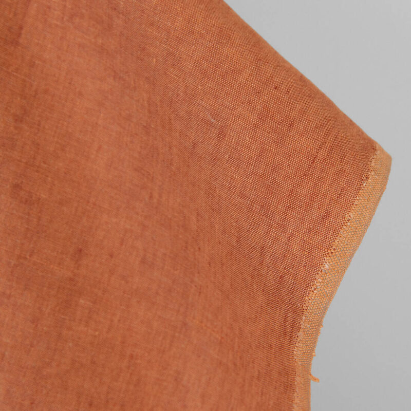Linen fabric warm brown and clay melange, plain weave
