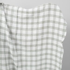 Prana śnieżnobiała lniano - bawełniana tkanina w kratkę 6 White washed linen cotton checked fabric