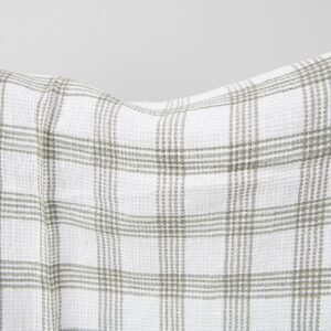 Prana śnieżnobiała lniano - bawełniana tkanina w kratkę 8 White washed linen cotton checked fabric close up detail