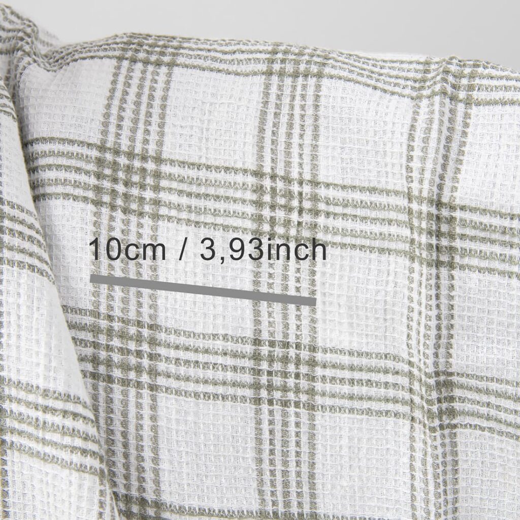 Prana śnieżnobiała lniano - bawełniana tkanina w kratkę 2 White washed linen cotton checked fabric with measurements