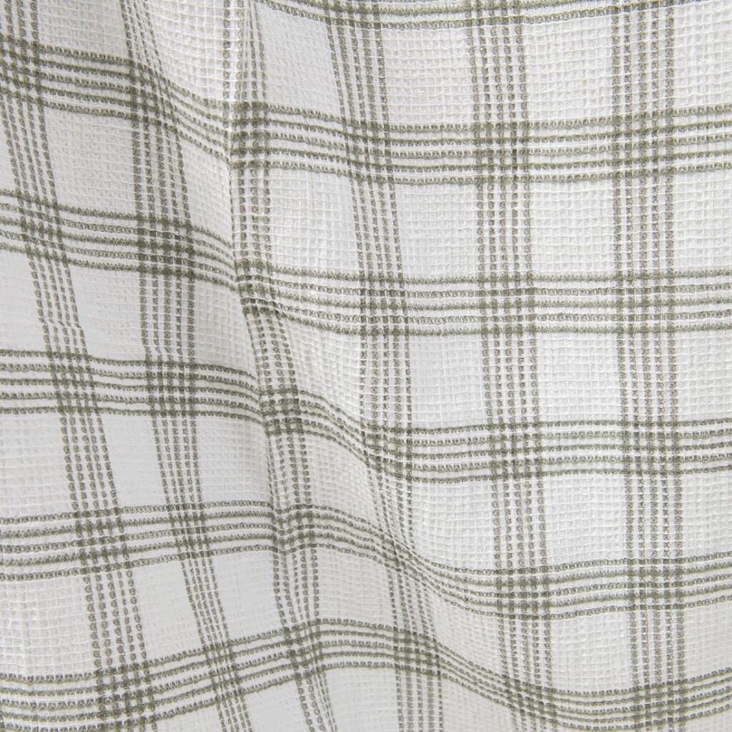 Prana śnieżnobiała lniano - bawełniana tkanina w kratkę 4 White washed linen cotton checked fabric texture