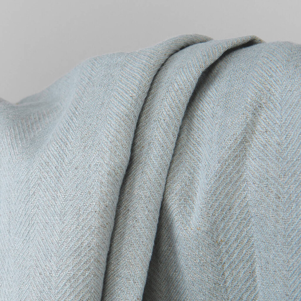 Zielonkawoszara prana tkanina 3 Grey green linen fabric, washed linen cotton