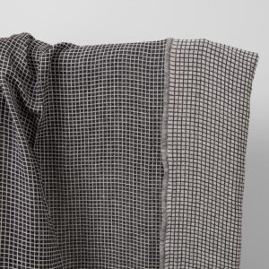 Lniano-bawełniana tkanina prana w biało-czarną krateczkę 5 Half-linen fabric in black and white checks washed