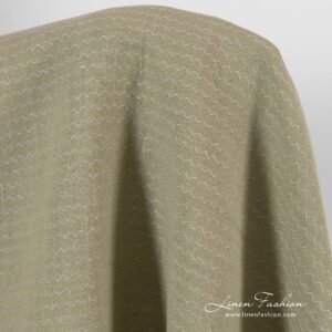 Lniano - bawełniana tkanina prana zielona we wzór fali 6 Greenish linen cotton fabric