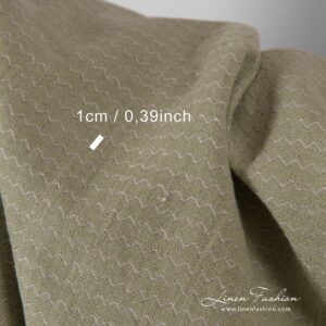 Lniano - bawełniana tkanina prana zielona we wzór fali 8 Greenish linen cotton fabric, perfect for home textile and clothes